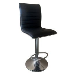 Σκαμπό Bar  ENCANTA Μαύρο/Χρώμιο PU/Μέταλλο 41x50x59/94-80/115cm