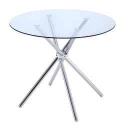 Τραπέζι Τραπεζαρίας  PHLAX Διάφανο/Χρώμιο Γυαλί/Μέταλλο Φ120x74cm Τραπέζι Τραπεζαρίας  PHLAX Διάφανο/Χρώμιο Γυαλί/Μέταλλο Φ120x74cm