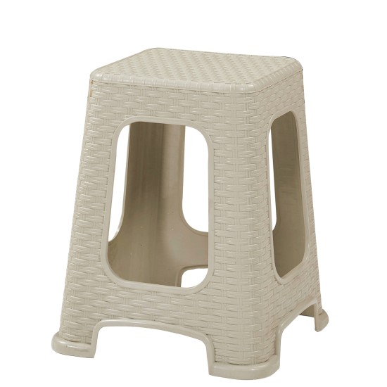 Σκαμπό Ρατάν  Μπεζ Πλαστικό 35x35x46cm