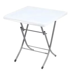 Τραπέζι Κήπου Πτυσσόμενο Λευκό Μέταλλο/Πλαστικό 80x80x75cm
