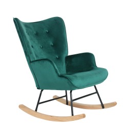 Πολυθρόνα Κουνιστή  DARIA Κυπαρισσί Βελούδο/Μέταλλο/Ξύλο 85x69x90cm