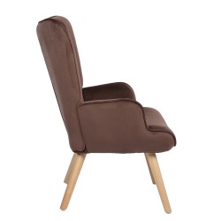 Πολυθρόνα  MARION Καφέ Βελούδο/Ξύλο 73x69x96cm