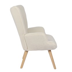 Πολυθρόνα  MARION Λευκό Ύφασμα Μπουκλέ/Ξύλο 73x69x96cm