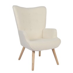 Πολυθρόνα  MARION Λευκό Ύφασμα Μπουκλέ/Ξύλο 73x69x96cm