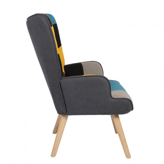 Πολυθρόνα BRIAR Κίτρινο/Μπλε Patchwork Ύφασμα/Ξύλο 73x69x96cm Πολυθρόνα BRIAR Κίτρινο/Μπλε Patchwork Ύφασμα/Ξύλο 73x69x96cm