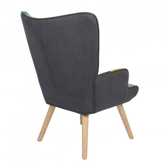 Πολυθρόνα BRIAR Κίτρινο/Μπλε Patchwork Ύφασμα/Ξύλο 73x69x96cm Πολυθρόνα BRIAR Κίτρινο/Μπλε Patchwork Ύφασμα/Ξύλο 73x69x96cm