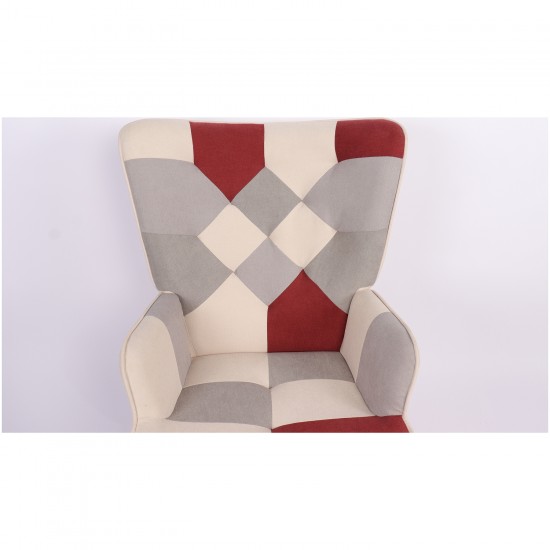 Πολυθρόνα BRIAR Μπορντό/Γκρι Patchwork Ύφασμα/Ξύλο 73x69x96cm Πολυθρόνα BRIAR Μπορντό/Γκρι Patchwork Ύφασμα/Ξύλο 73x69x96cm