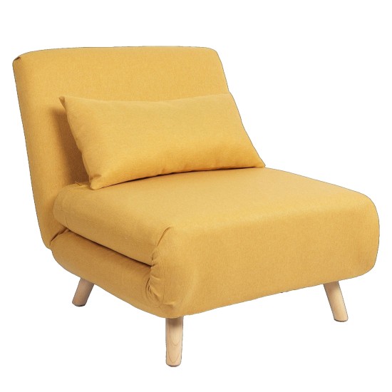 Πολυθρόνα Κρεβάτι  VERA Κίτρινο Ύφασμα/Ξύλο 79x80x89cm