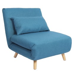 Πολυθρόνα Κρεβάτι  VERA Μπλε Ύφασμα/Ξύλο 79x80x89cm