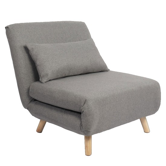 Πολυθρόνα Κρεβάτι  VERA Γκρι Ανοιχτό Ύφασμα/Ξύλο 79x80x89cm