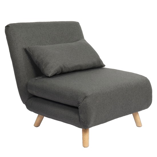 Πολυθρόνα Κρεβάτι  VERA Γκρι Σκούρο Ύφασμα/Ξύλο 79x80x89cm