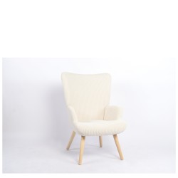 Πολυθρόνα  LIRA Κρεμ Ύφασμα Κοτλέ/Ξύλο 94.5x64x70.5cm