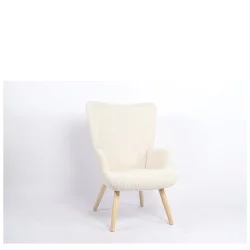 Πολυθρόνα  LIRA Κρεμ Ύφασμα Κοτλέ/Ξύλο 94.5x64x70.5cm
