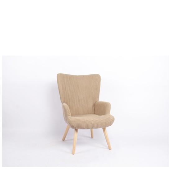 Πολυθρόνα  LIRA Μπεζ Ύφασμα Κοτλέ/Ξύλο 94.5x64x70.5cm