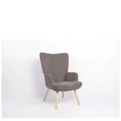 Πολυθρόνα  LIRA Γκρι Ύφασμα Κοτλέ/Ξύλο 94.5x64x70.5cm