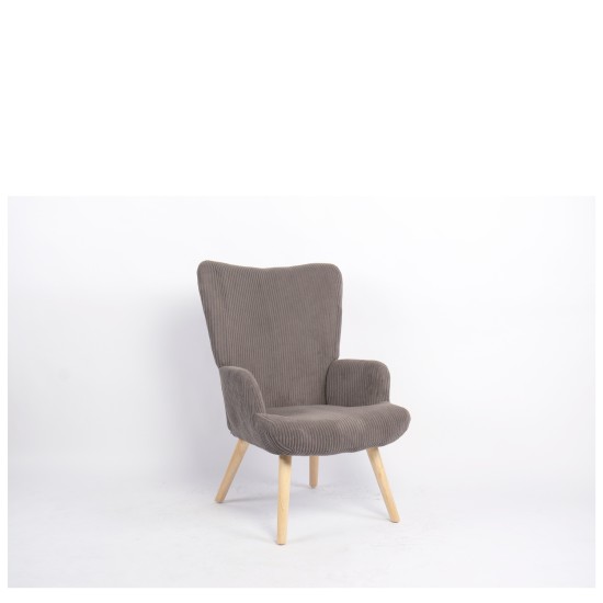 Πολυθρόνα  LIRA Γκρι Ύφασμα Κοτλέ/Ξύλο 94.5x64x70.5cm