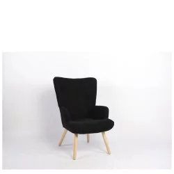 Πολυθρόνα  LIRA Μαύρο Ύφασμα Κοτλέ/Ξύλο 94.5x64x70.5cm