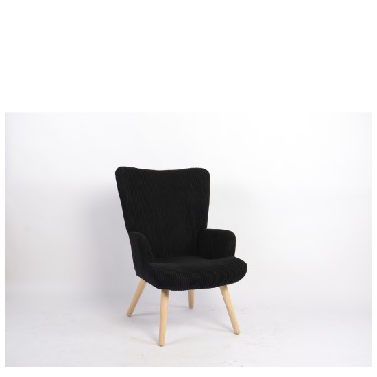 Πολυθρόνα  LIRA Μαύρο Ύφασμα Κοτλέ/Ξύλο 94.5x64x70.5cm