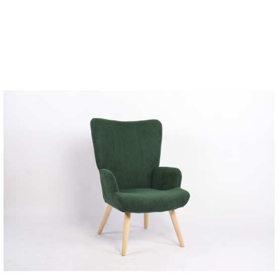 Πολυθρόνα  LIRA Πράσινο Ύφασμα Κοτλέ/Ξύλο 94.5x64x70.5cm