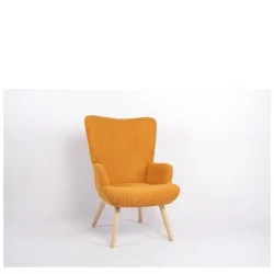 Πολυθρόνα  LIRA Μουσταρδί Ύφασμα Κοτλέ/Ξύλο 94.5x64x70.5cm