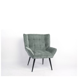 Πολυθρόνα  TIVA Πράσινο Ύφασμα Σενίλ/Μέταλλο 84x78x77cm