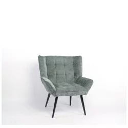 Πολυθρόνα  TIVA Πράσινο Ύφασμα Σενίλ/Μέταλλο 84x78x77cm