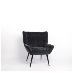 Πολυθρόνα  TIVA Μαύρο Ύφασμα Σενίλ/Μέταλλο 84x78x77cm