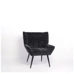 Πολυθρόνα  TIVA Μαύρο Ύφασμα Σενίλ/Μέταλλο 84x78x77cm