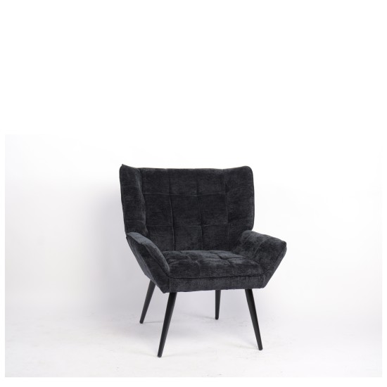 Πολυθρόνα  TIVA Μαύρο Ύφασμα Σενίλ/Μέταλλο 84x78x77cm