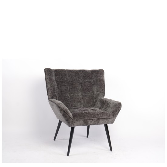 Πολυθρόνα  TIVA Γκρι Σκούρο Ύφασμα Σενίλ/Μέταλλο 84x78x77cm