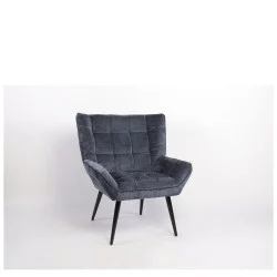 Πολυθρόνα  TIVA Μπλε Ύφασμα Σενίλ/Μέταλλο 84x78x77cm