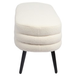 Παγκάκι Ottoman  TONDO Λευκό Ύφασμα Teddy/Μέταλλο 42x112x44cm