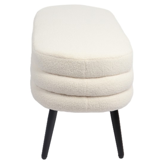 Παγκάκι Ottoman  TONDO Λευκό Ύφασμα Teddy/Μέταλλο 42x112x44cm