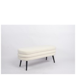 Παγκάκι Ottoman  TONDO Λευκό Ύφασμα Teddy/Μέταλλο 42x112x44cm