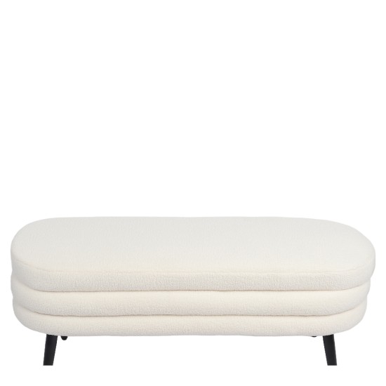 Παγκάκι Ottoman  TONDO Λευκό Ύφασμα Teddy/Μέταλλο 42x112x44cm