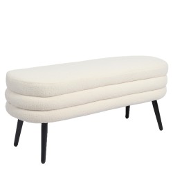 Παγκάκι Ottoman  TONDO Λευκό Ύφασμα Teddy/Μέταλλο 42x112x44cm