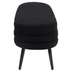 Παγκάκι Ottoman  TONDO Μαύρο Ύφασμα Teddy/Μέταλλο 42x112x44cm