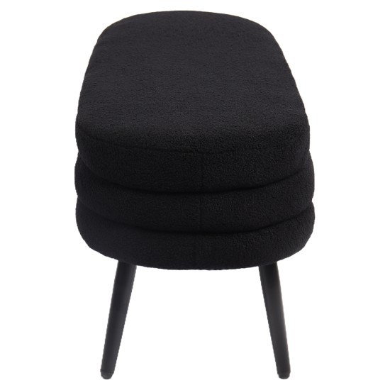 Παγκάκι Ottoman  TONDO Μαύρο Ύφασμα Teddy/Μέταλλο 42x112x44cm