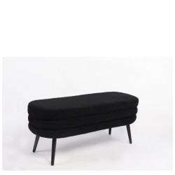 Παγκάκι Ottoman  TONDO Μαύρο Ύφασμα Teddy/Μέταλλο 42x112x44cm