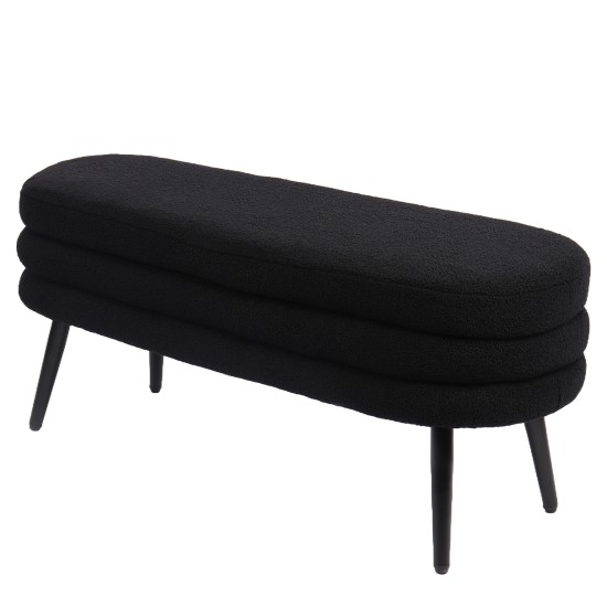 Παγκάκι Ottoman  TONDO Μαύρο Ύφασμα Teddy/Μέταλλο 42x112x44cm