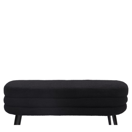 Παγκάκι Ottoman  TONDO Μαύρο Ύφασμα Teddy/Μέταλλο 42x112x44cm