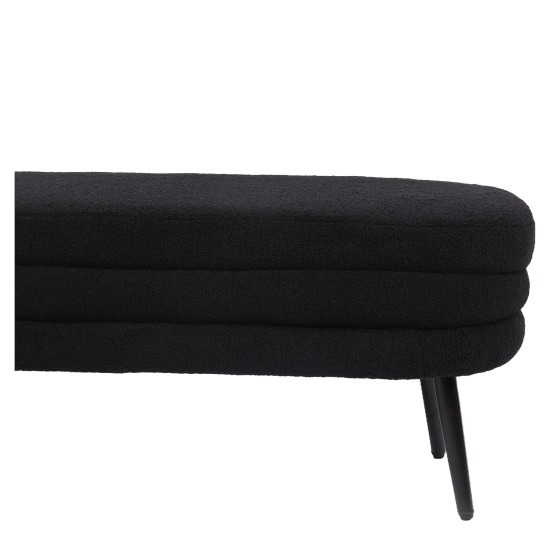 Παγκάκι Ottoman  TONDO Μαύρο Ύφασμα Teddy/Μέταλλο 42x112x44cm