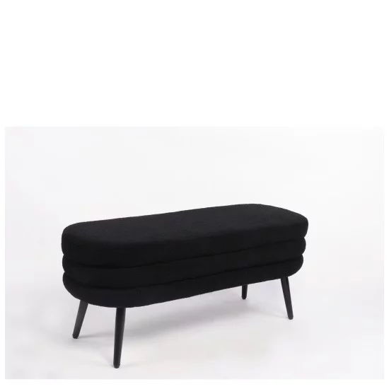 Παγκάκι Ottoman  TONDO Μαύρο Ύφασμα Teddy/Μέταλλο 42x112x44cm