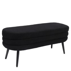 Παγκάκι Ottoman  TONDO Μαύρο Ύφασμα Teddy/Μέταλλο 42x112x44cm