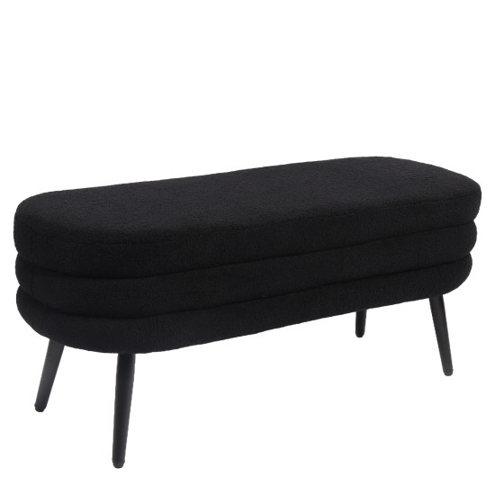 Παγκάκι Ottoman  TONDO Μαύρο Ύφασμα Teddy/Μέταλλο 42x112x44cm
