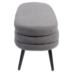 Παγκάκι Ottoman  TONDO Γκρι Ύφασμα Teddy/Μέταλλο 42x112x44cm