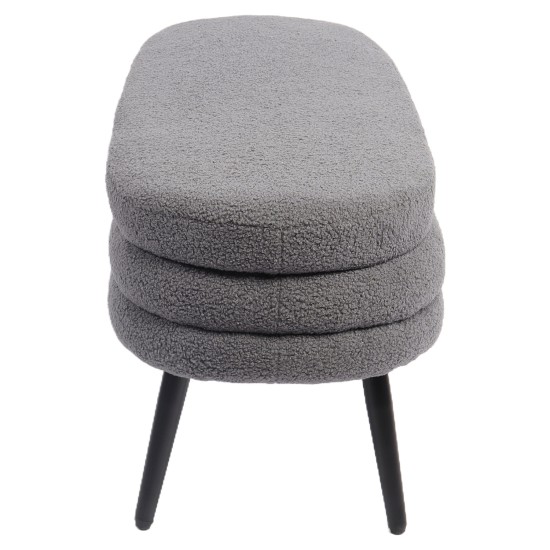 Παγκάκι Ottoman  TONDO Γκρι Ύφασμα Teddy/Μέταλλο 42x112x44cm