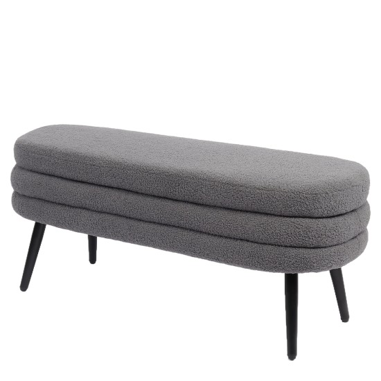 Παγκάκι Ottoman  TONDO Γκρι Ύφασμα Teddy/Μέταλλο 42x112x44cm