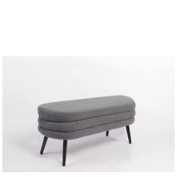 Παγκάκι Ottoman  TONDO Γκρι Ύφασμα Teddy/Μέταλλο 42x112x44cm