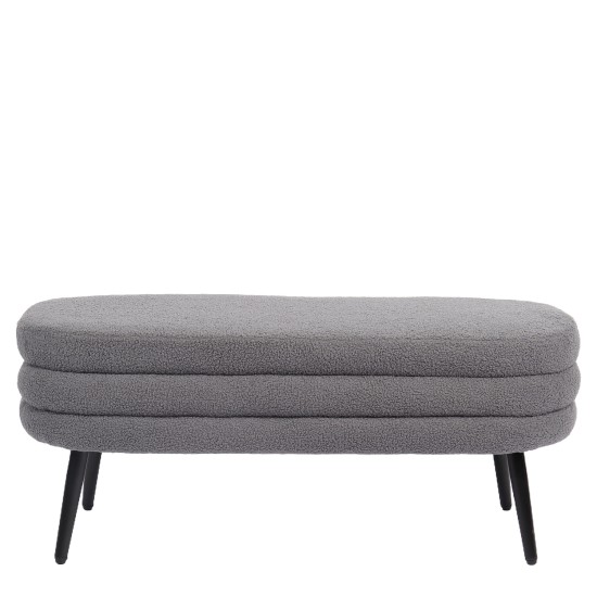Παγκάκι Ottoman  TONDO Γκρι Ύφασμα Teddy/Μέταλλο 42x112x44cm